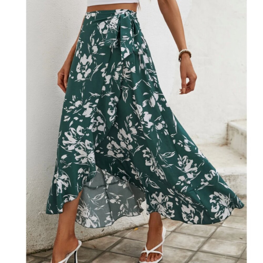 SHEIN floral wrap skirt (size S)